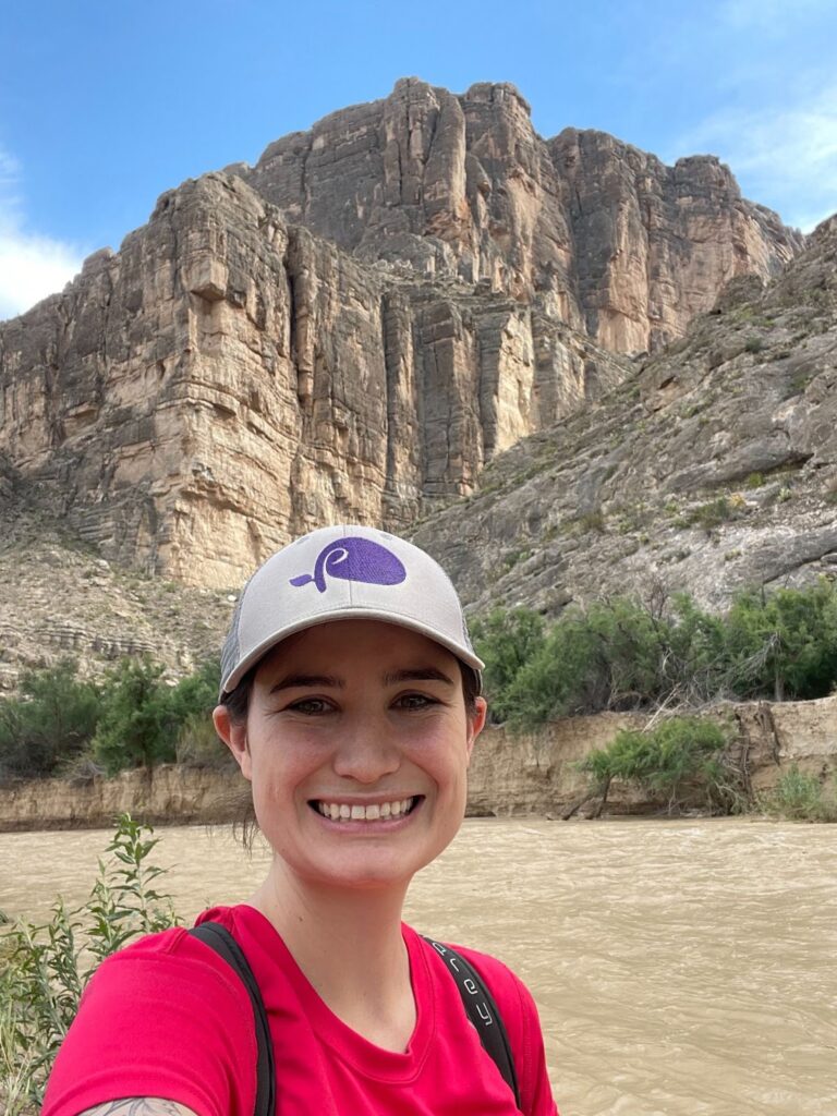 Kelly LaBuff selfie in from of mountain