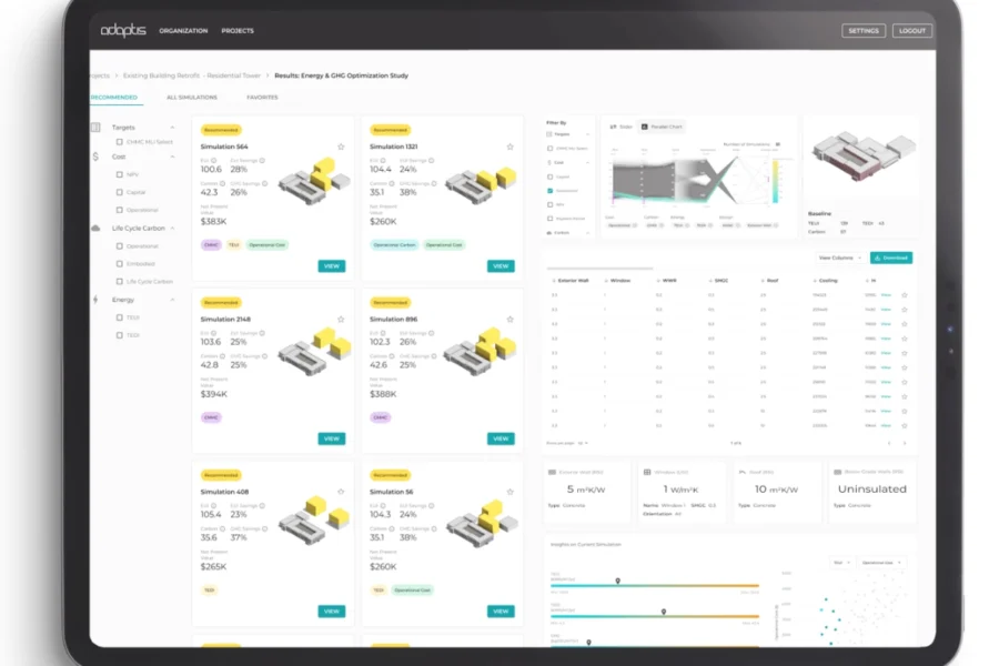 Adaptis application displayed on a tablet